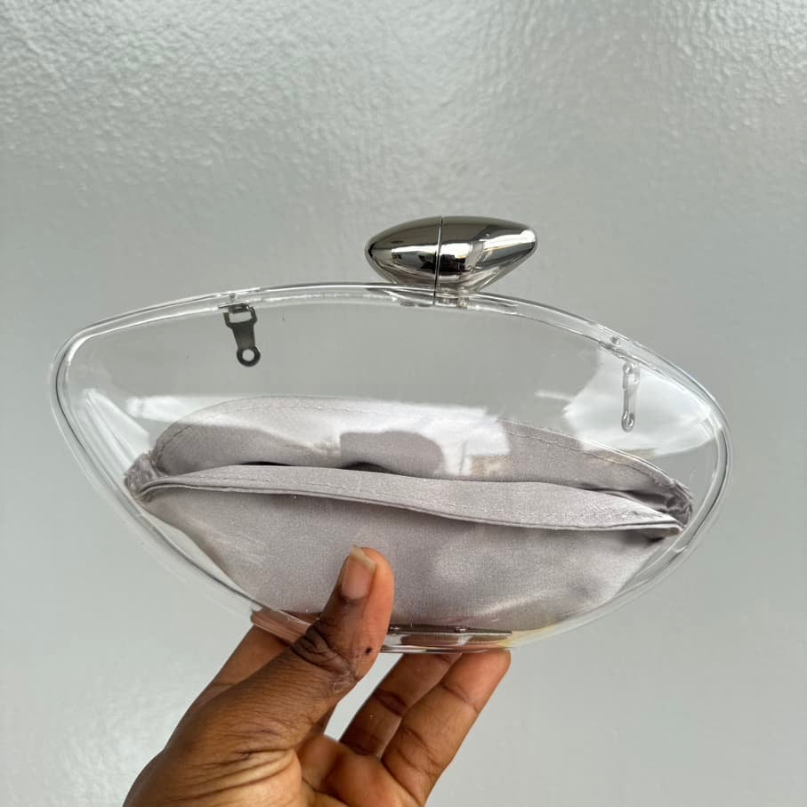 Transparent Acrylic Clutch Purse - Silver