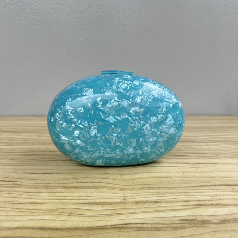 Oval Acrylic Clutch Purse - Turquoise