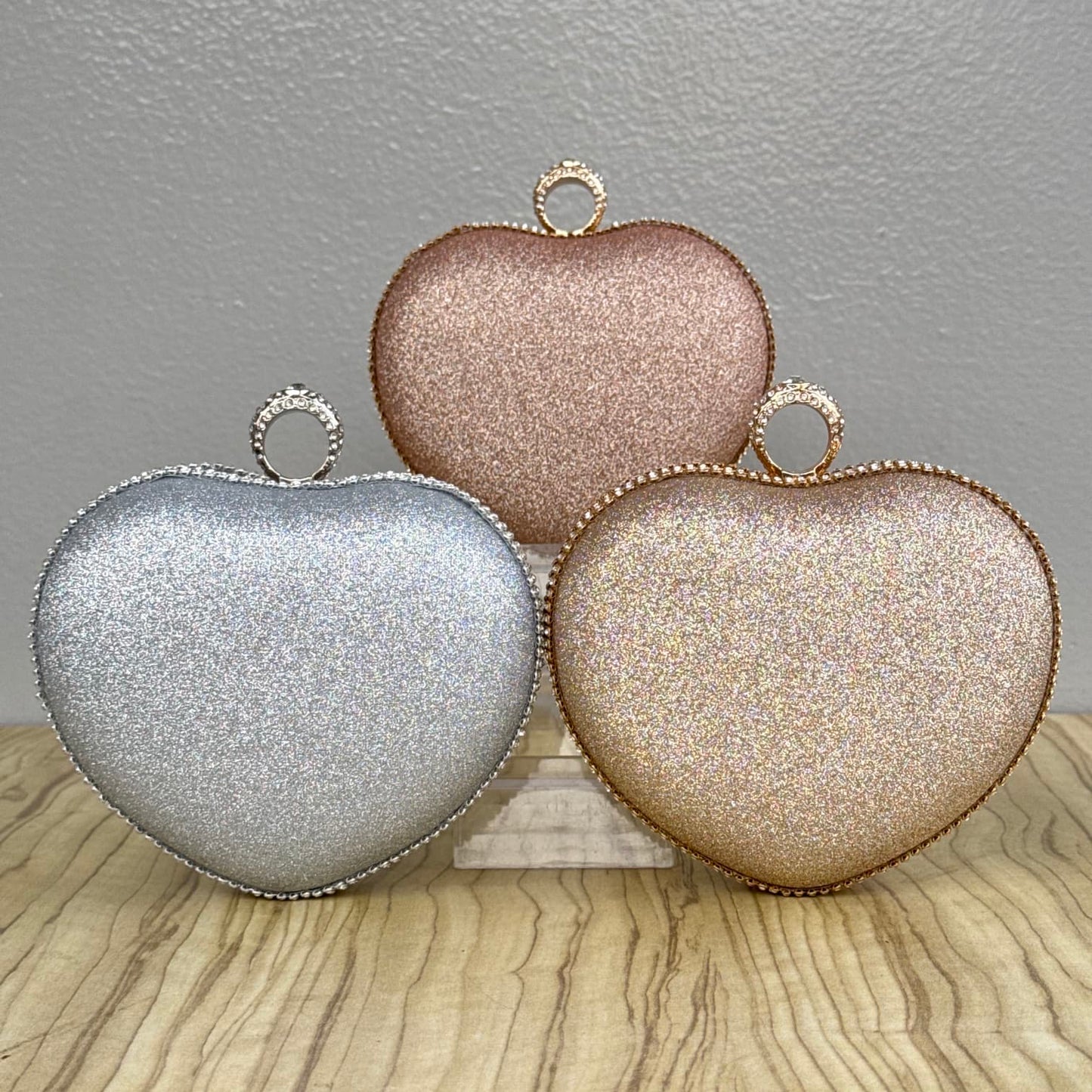 Mini Heart Shimmer Clutch Purse