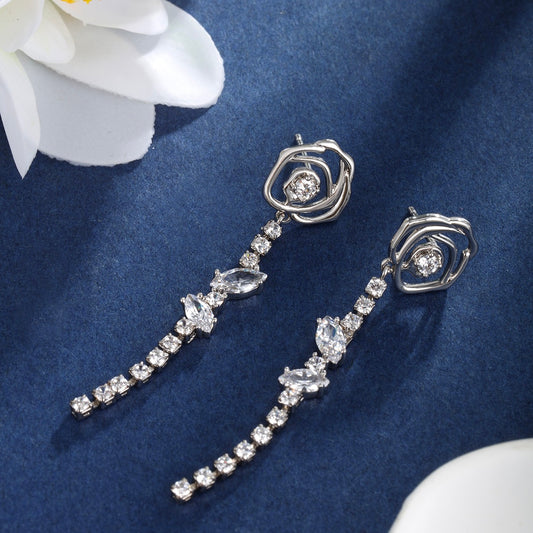 Small Drop Cubic Zirconia Earrings - Silver