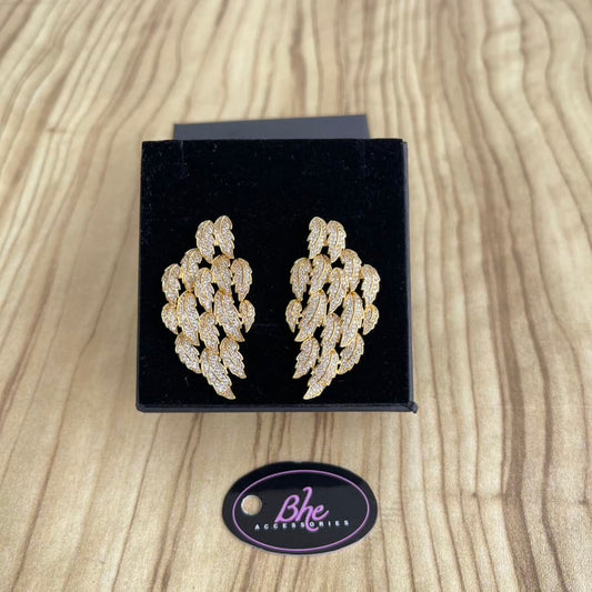 Leaf Detail Cubic Zirconia Earrings