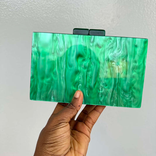 Rectangle Acrylic Clutch Purse - Green