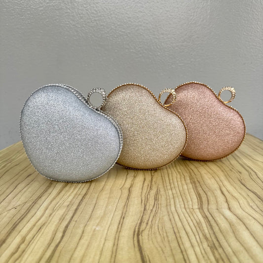 Mini Heart Shimmer Clutch Purse