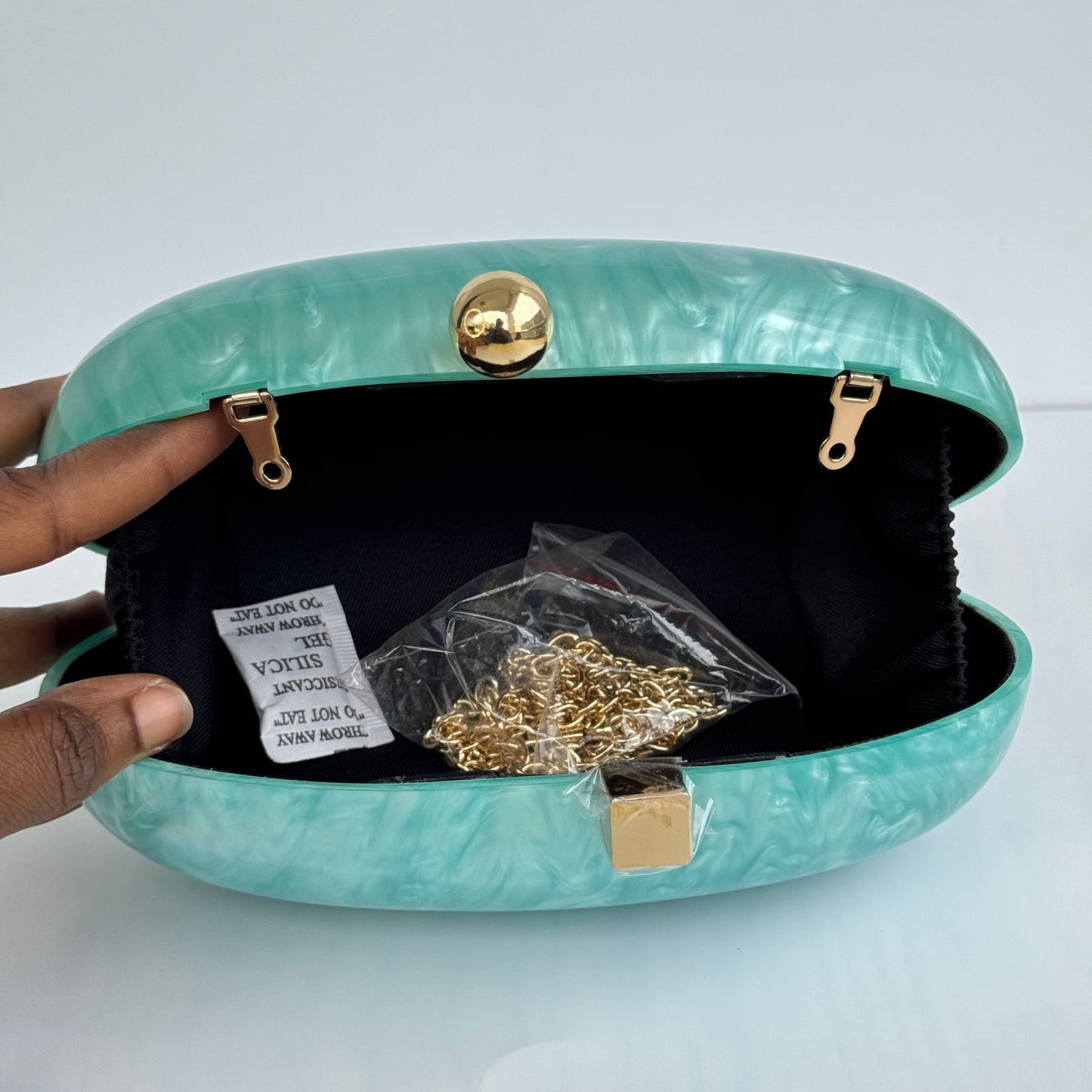 Oval Acrylic Clutch Purse - Mint Green