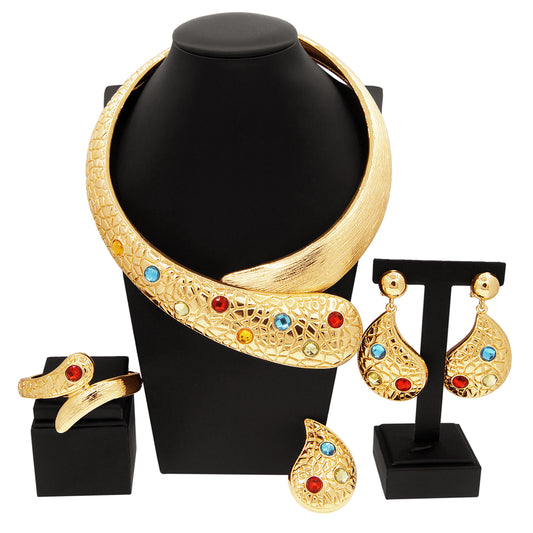 Italian Design Gold Plated Jewelry Set - Gold