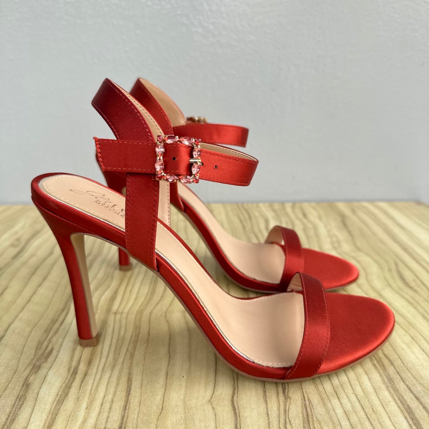 Jewel Badgley Mischka Satin Ankle Strap Sandal - Size 39