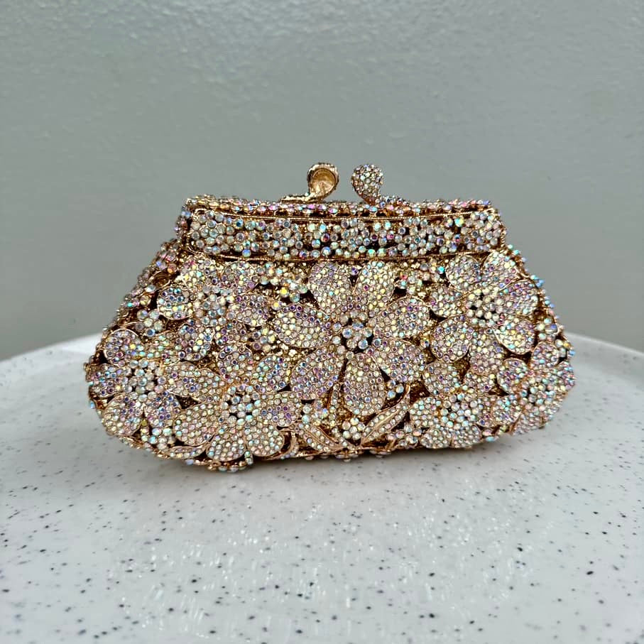 Mini Occasion Crystal Clutch Purse - Gold