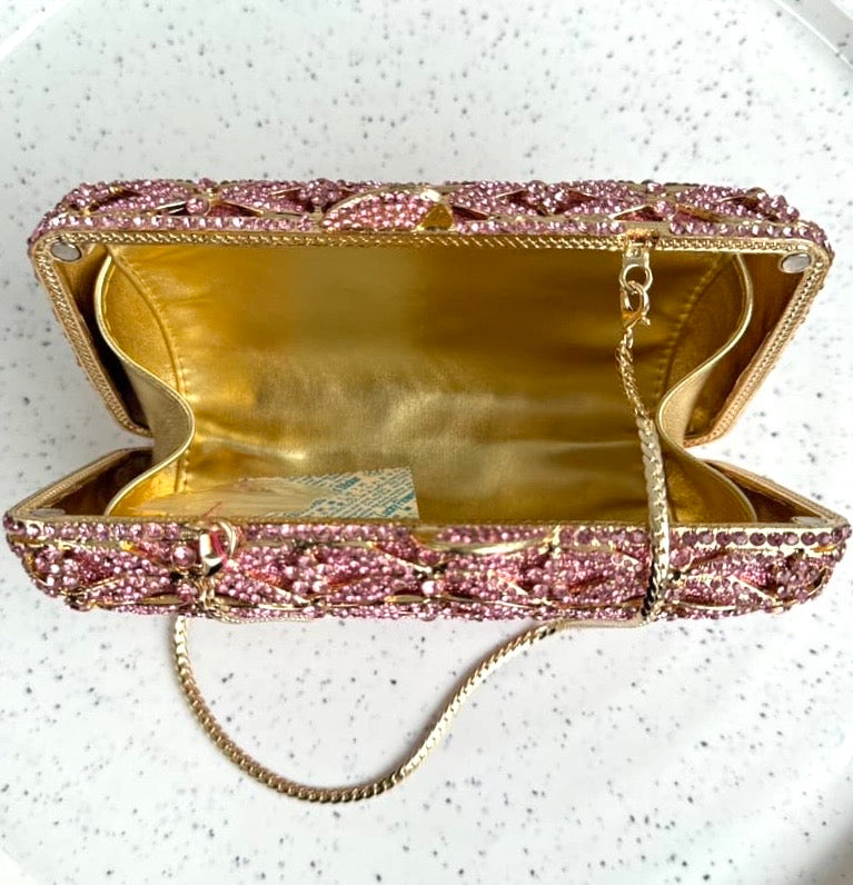 Occasion Crystal Clutch Purse - Pink