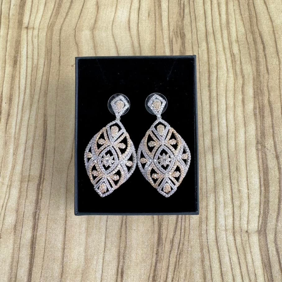 Luxury 2 Tone Cubic Zirconia Party Earrings