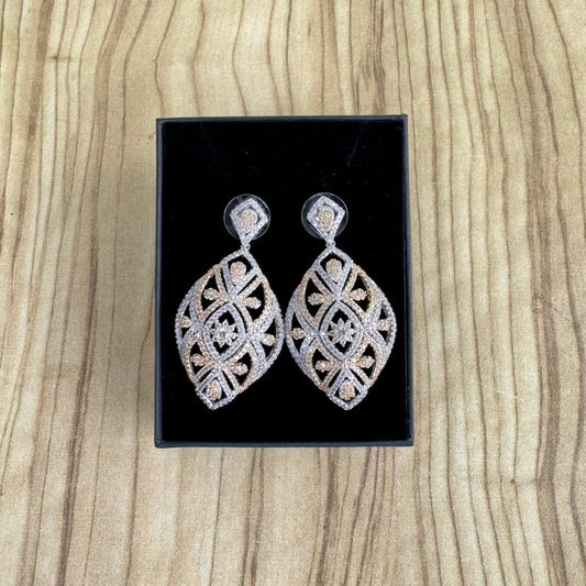 Luxury 2 Tone Cubic Zirconia Party Earrings