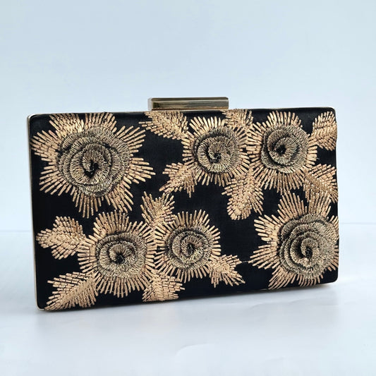 3D Floral Embroidery Clutch Purse