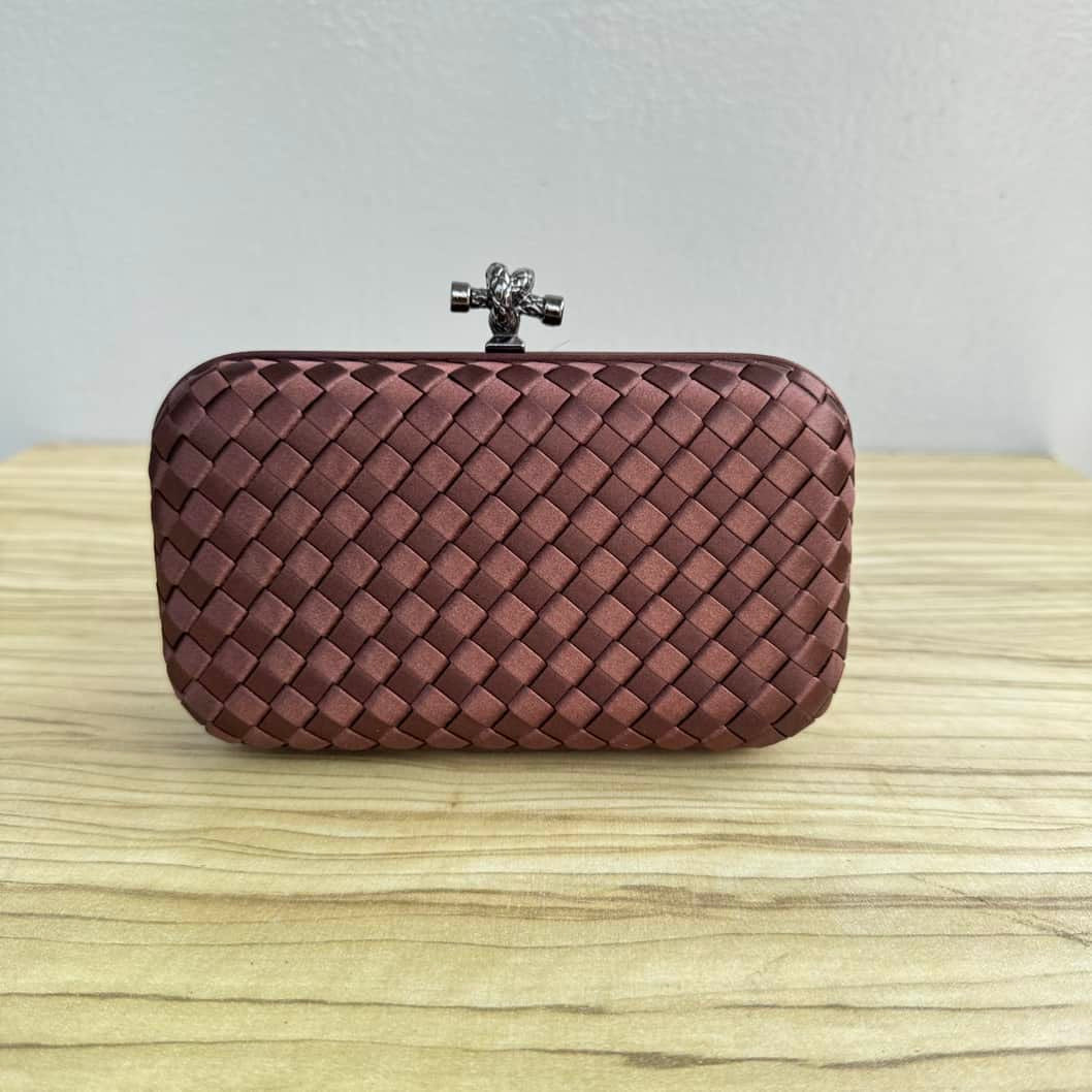 Weave Satin Knot Clasp Clutch Purse