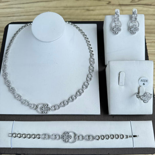 Simple Cubic Zirconia Complete Round Jewelry Set