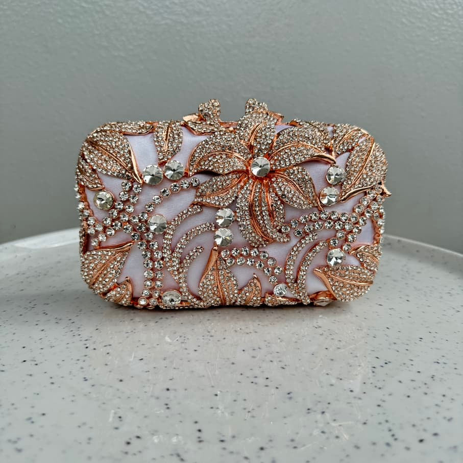 Occasion Crystal Clutch Purse - Rosegold