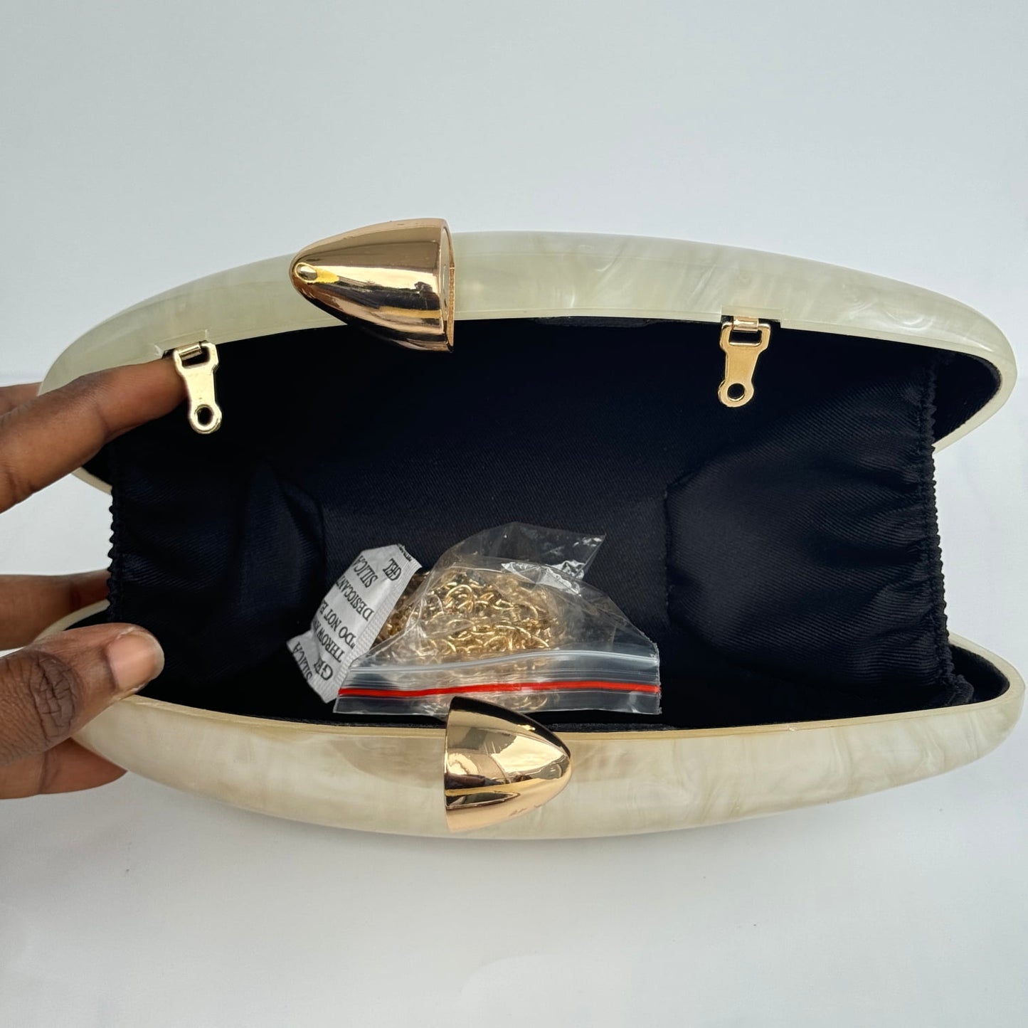 Stylish Gold Clasp Acrylic Clutch