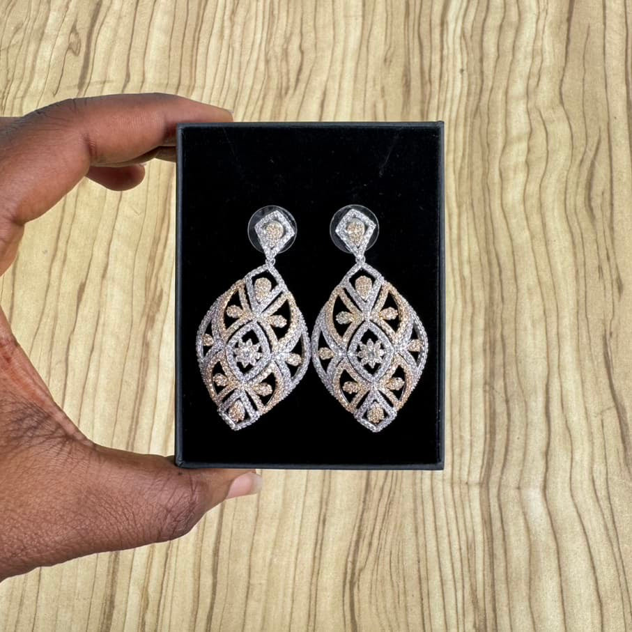 Luxury 2 Tone Cubic Zirconia Party Earrings