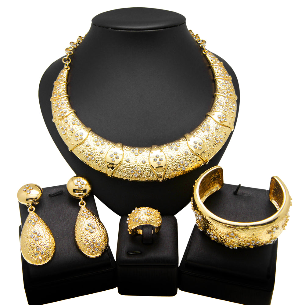 Italian Design Round Plated Jewelry Set - Gold