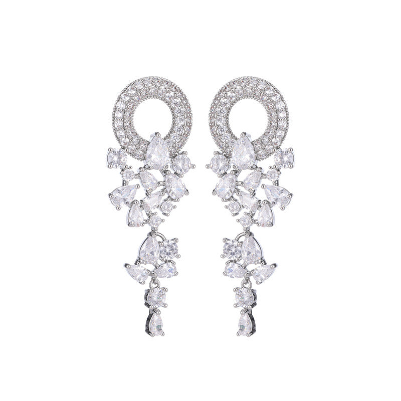 Luxury Floral Cubic Zirconia Earrings