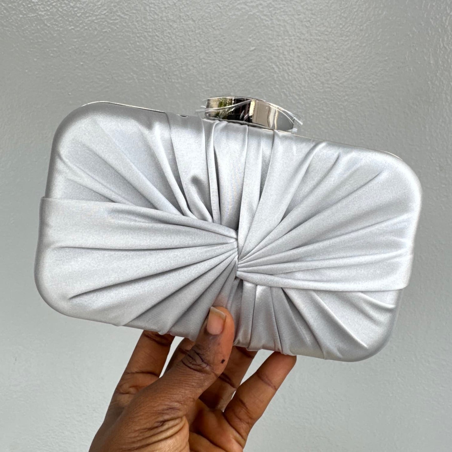 Twist Front Satin Clutch Purse