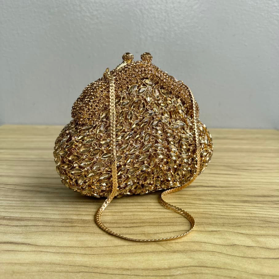 Luxury Occasion Crystal Clutch Purse - Gold