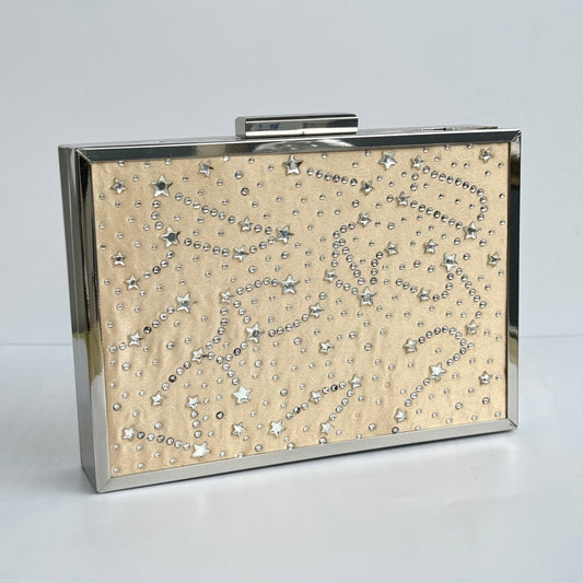 I.N.C. Star Crystal Embellished Clutch - Nude