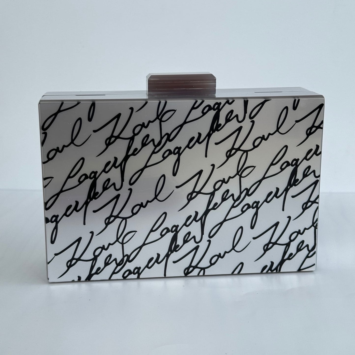 All Over Text Acrylic Clutch Purse