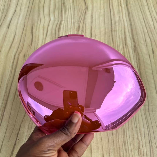 Acrylic Concave Oval Shaped Party Mirror Clutch Purse - Pink