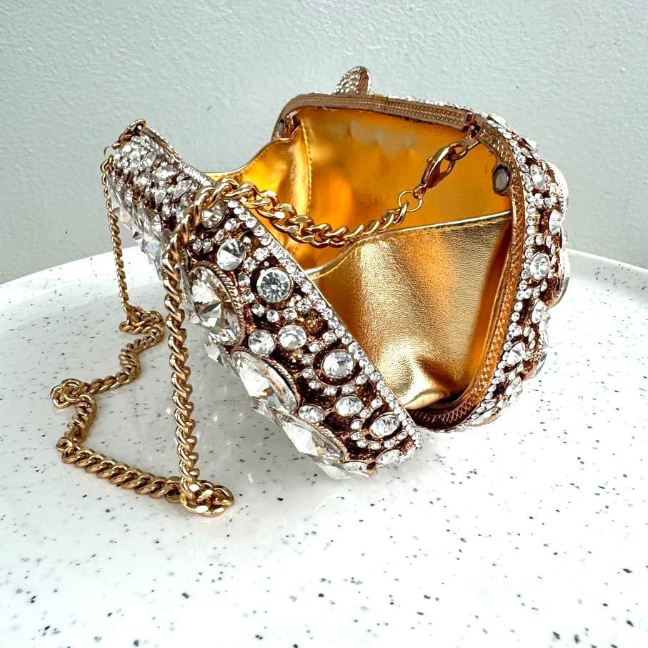 Occasion Crystal Clutch Purse - Champagne Gold