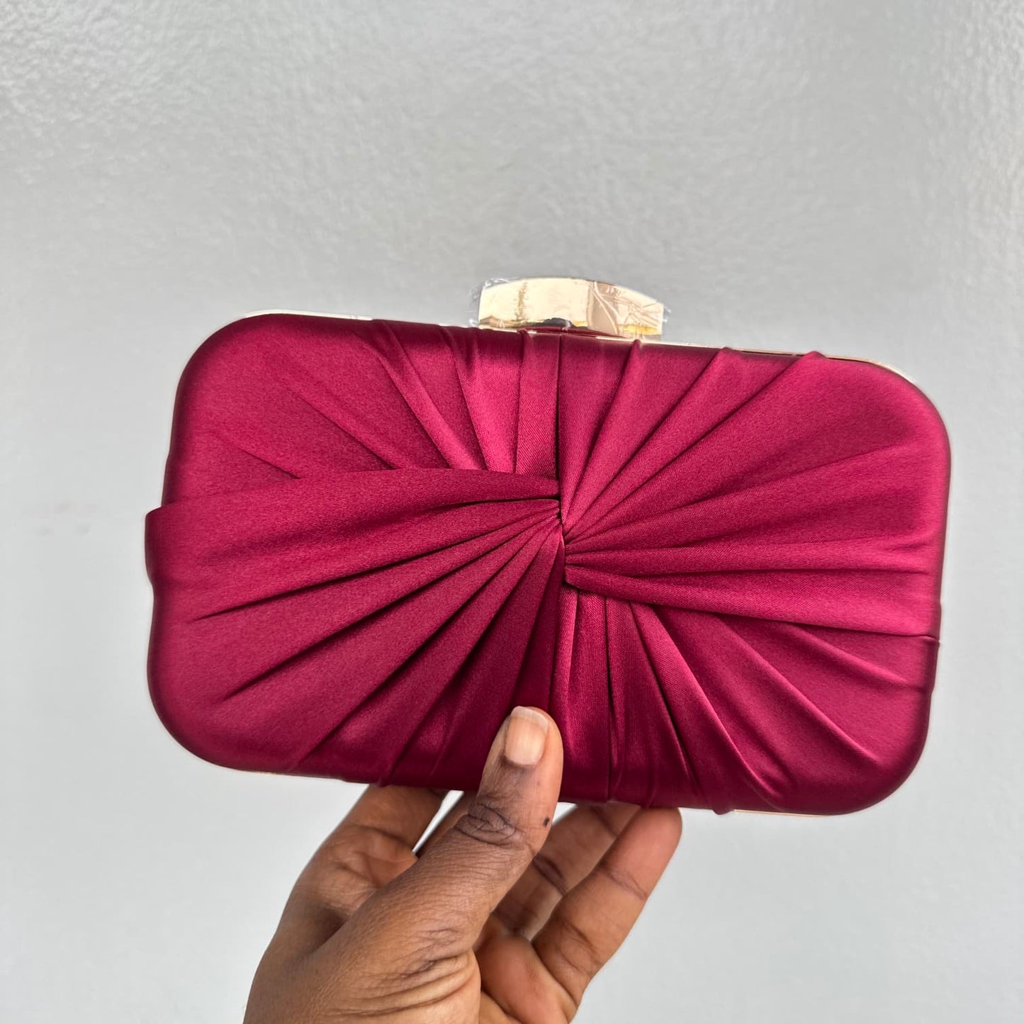 Twist Front Satin Clutch Purse