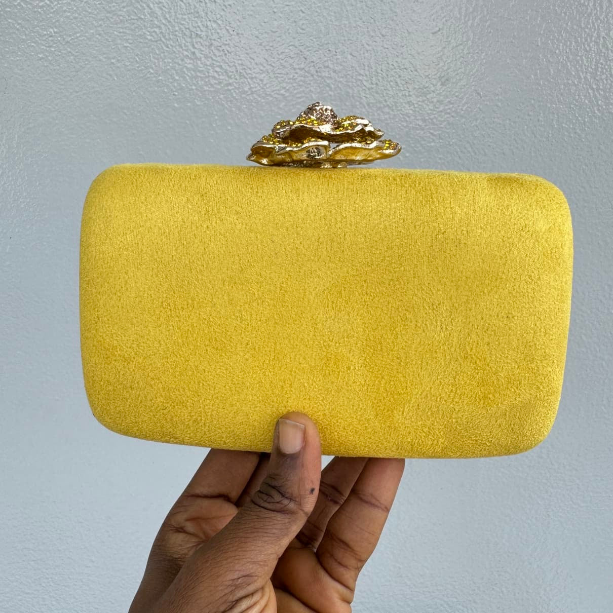 Floral Clasp Suede Fabric Clutch