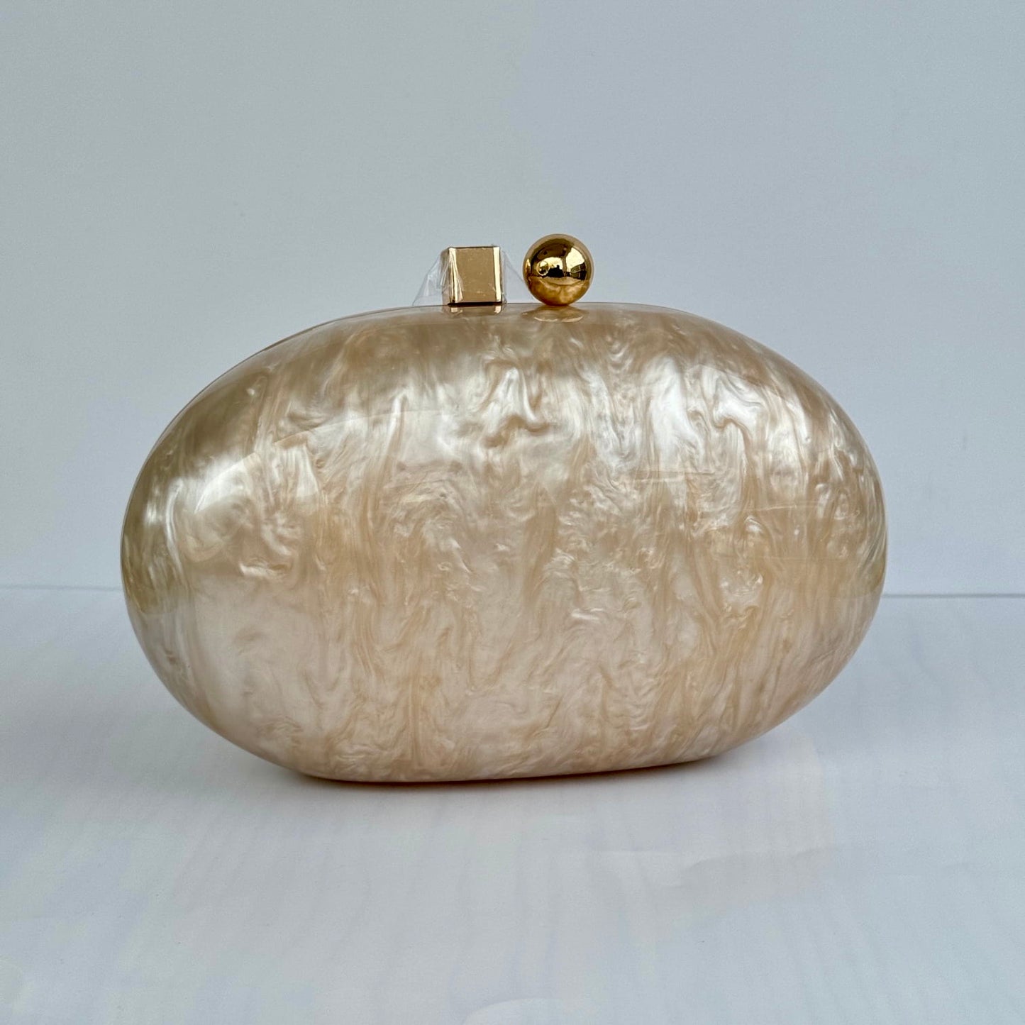 Oval Acrylic Clutch Purse - Champagne