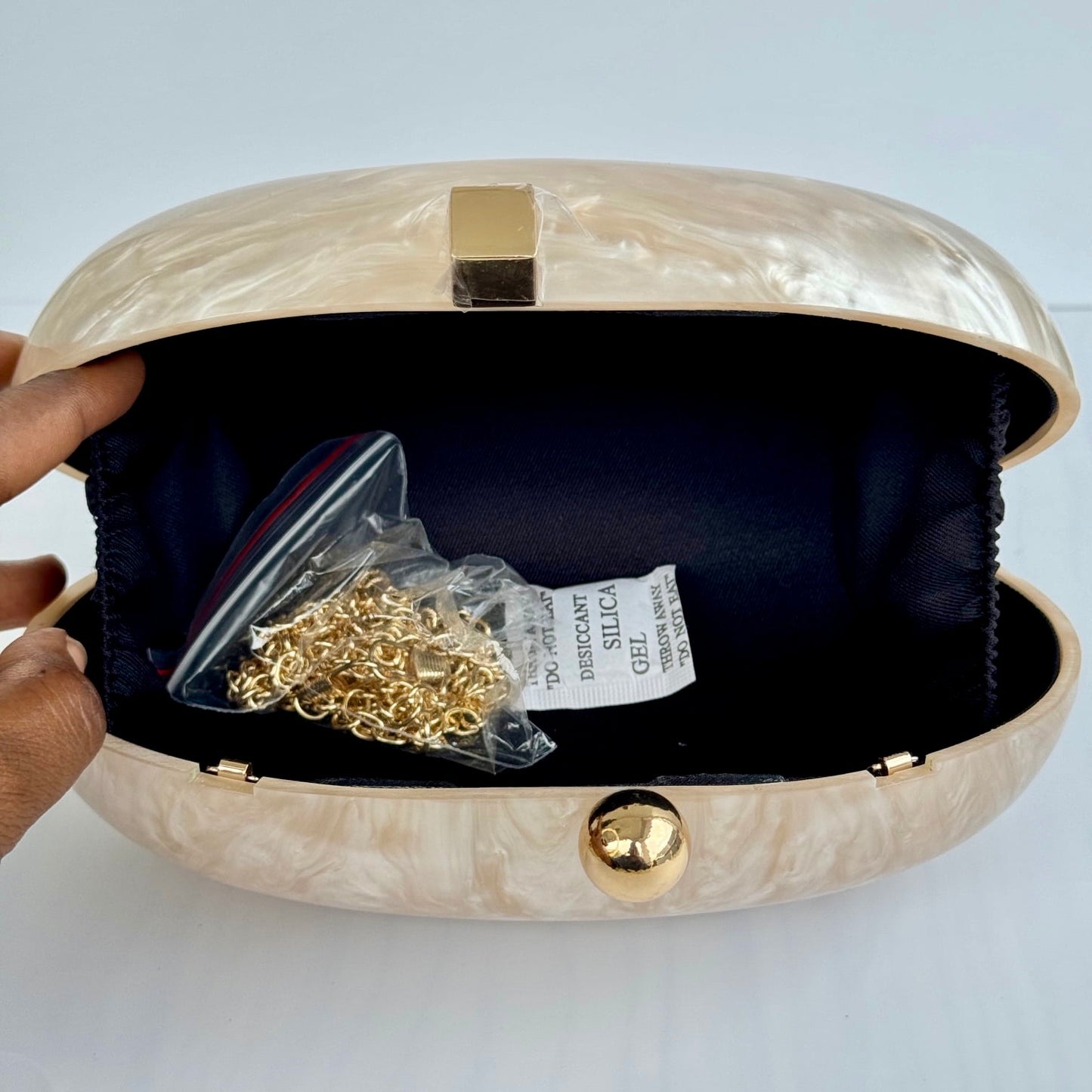 Oval Acrylic Clutch Purse - Champagne