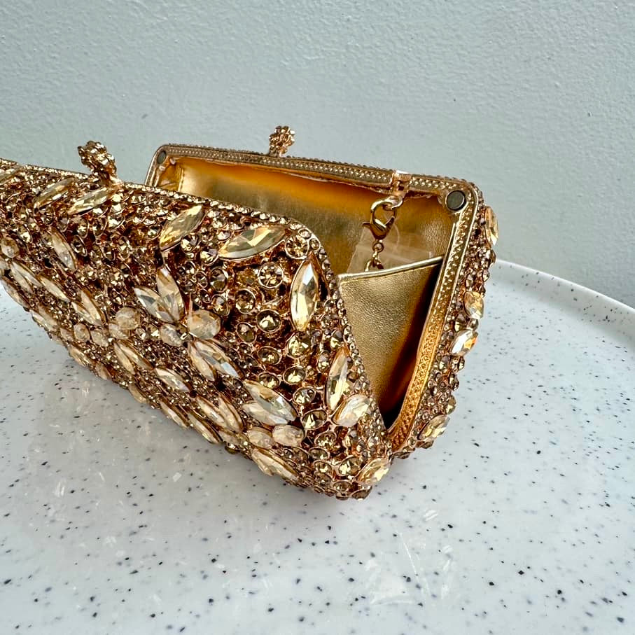 Occasion Crystal Clutch Purse - Gold