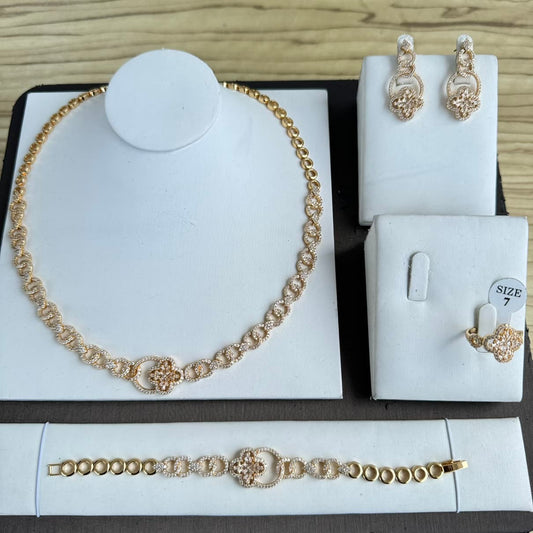 Simple Cubic Zirconia Complete Round Jewelry Set