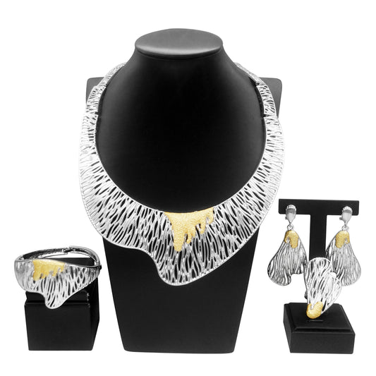 Italian Design Plated Jewelry Set - Silver