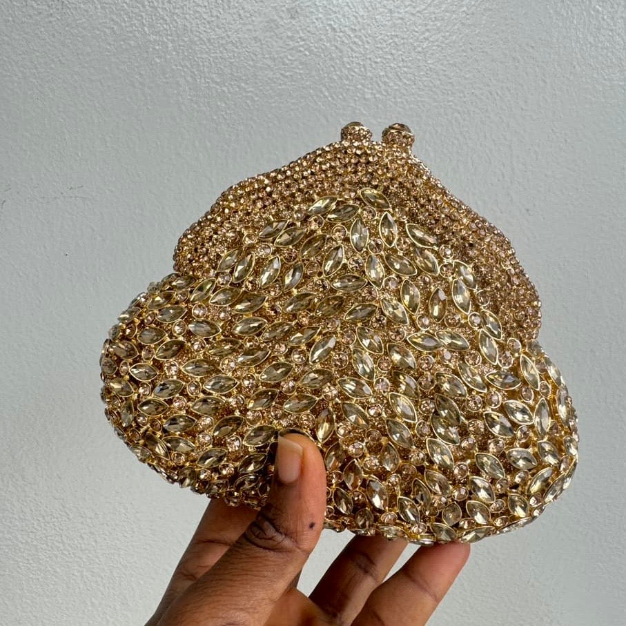 Luxury Occasion Crystal Clutch Purse - Gold