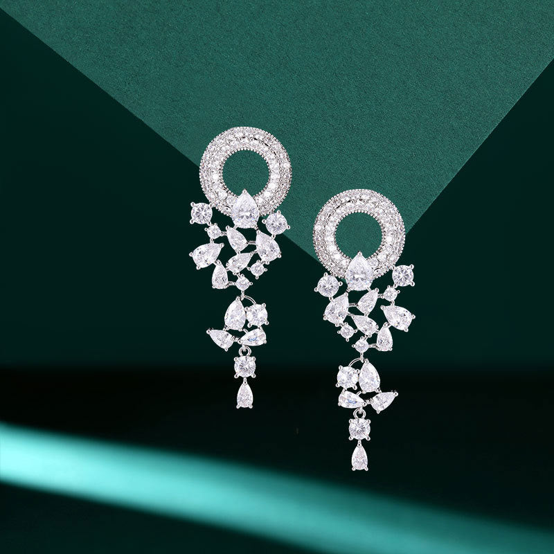 Luxury Floral Cubic Zirconia Earrings