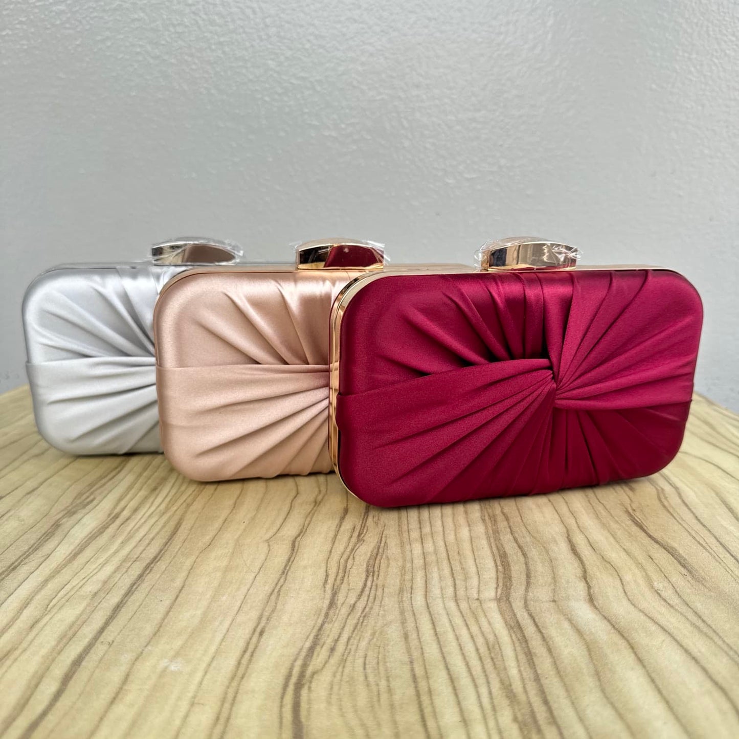 Twist Front Satin Clutch Purse