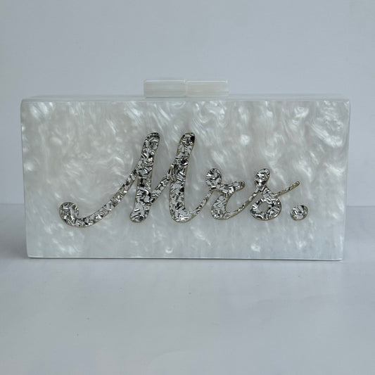 Mrs. Inscribed Bridal Acrylic Clutch