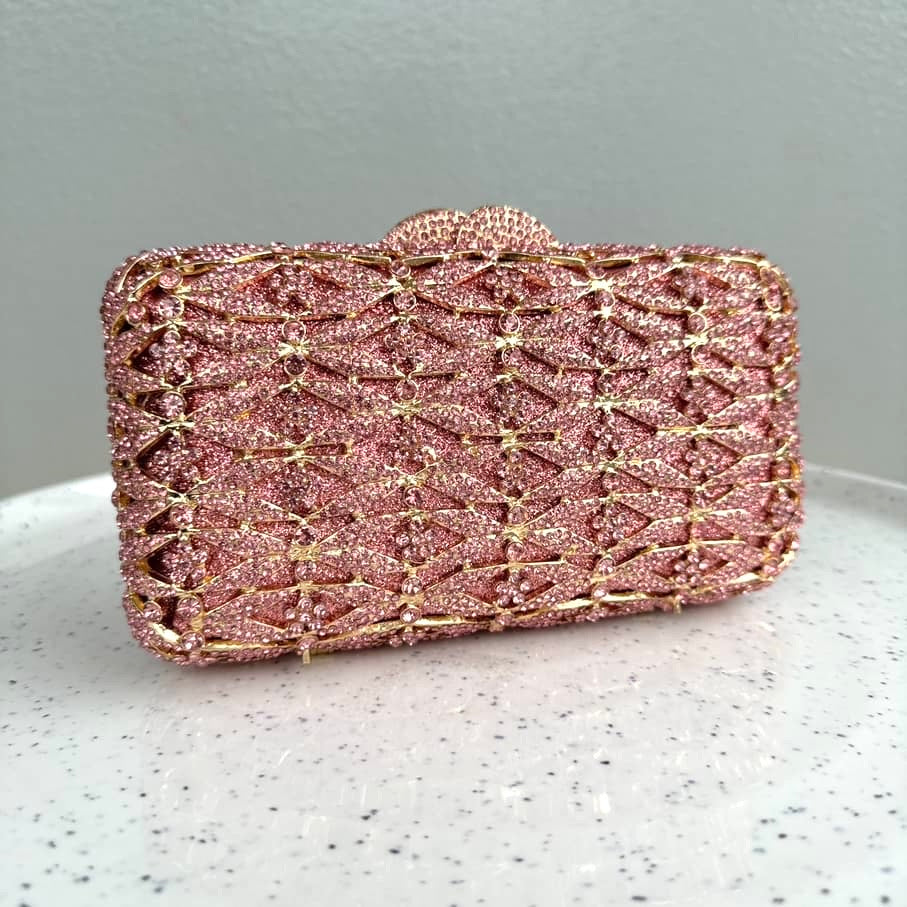 Occasion Crystal Clutch Purse - Pink