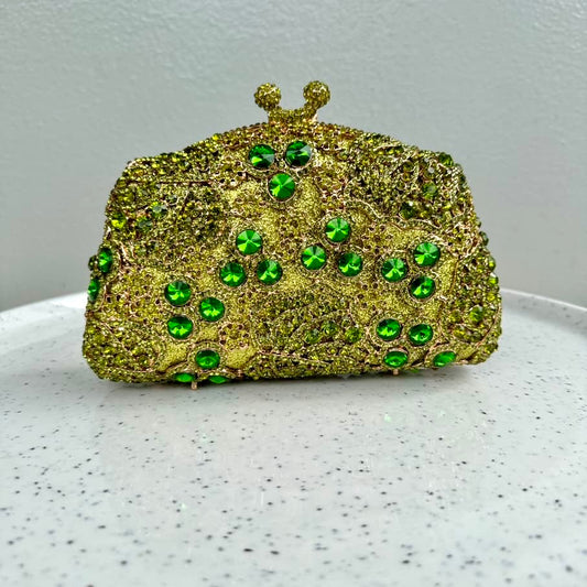 Occasion Crystal Clutch Purse - Olive Green