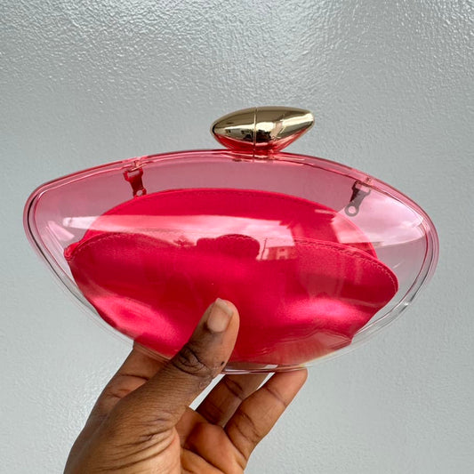 Transparent Acrylic Clutch Purse - Fuchsia Pink