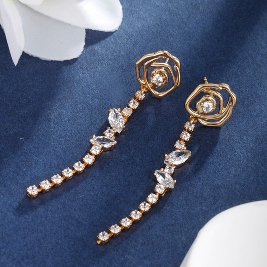 Small Drop Cubic Zirconia Earrings - Gold