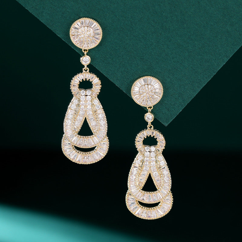 Stylish Cubic Zirconia Drop Earrings