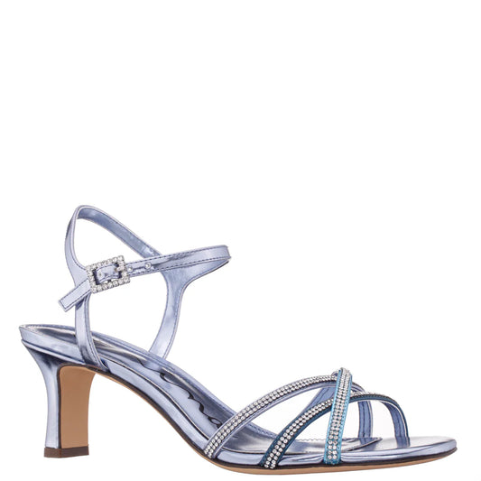 Nina Metallic Blue Foil Multi Tone Low Heeled Sandal