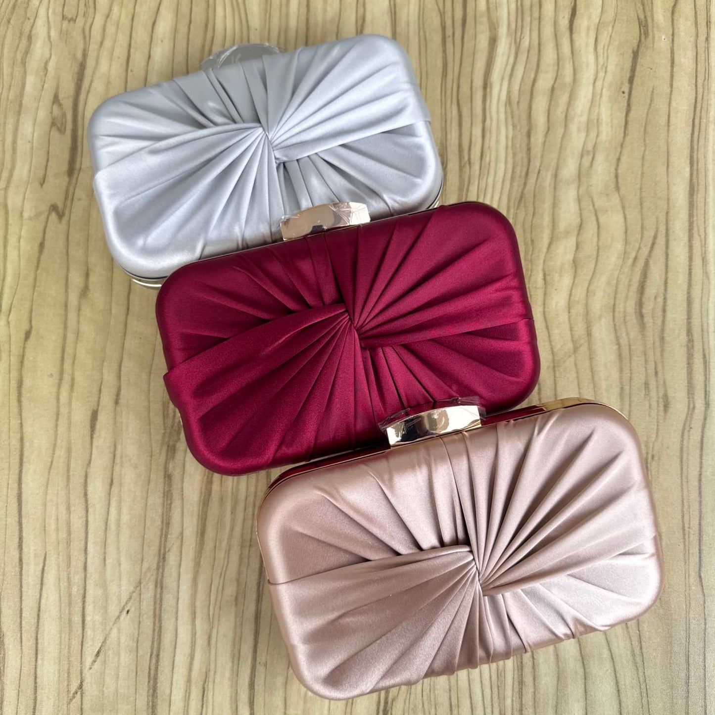 Twist Front Satin Clutch Purse