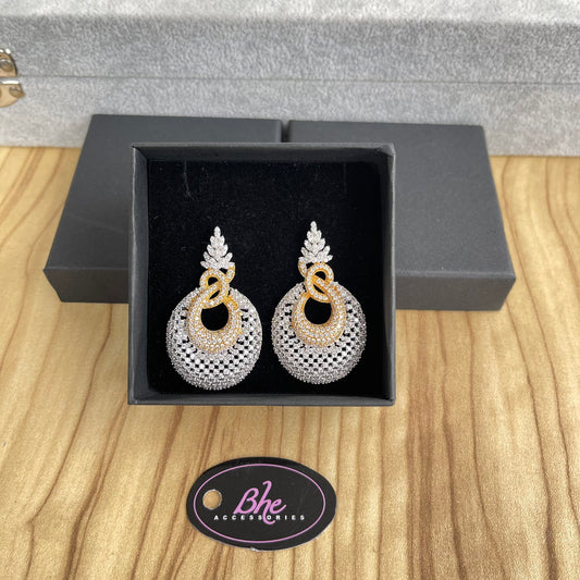 Small 2 Tone Cubic Zirconia Drop Earrings