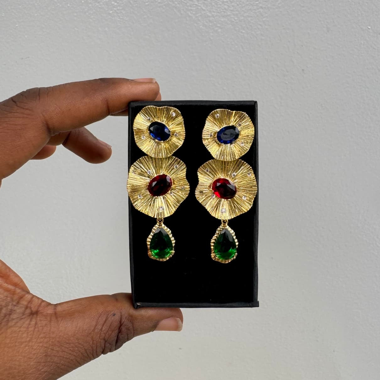 Gold Plated Cubic Zirconia Drop Earrings