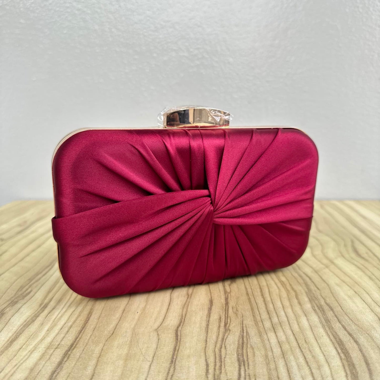 Twist Front Satin Clutch Purse