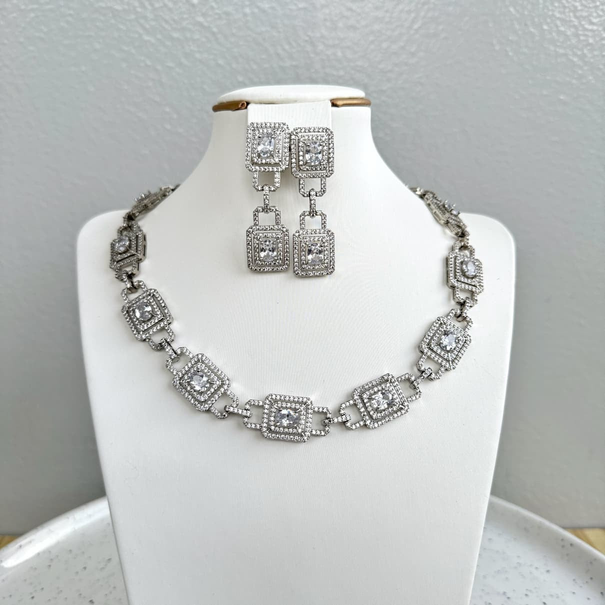 Affordable Luxury 2 Piece Cubic Zirconia Jewelry Set - Silver